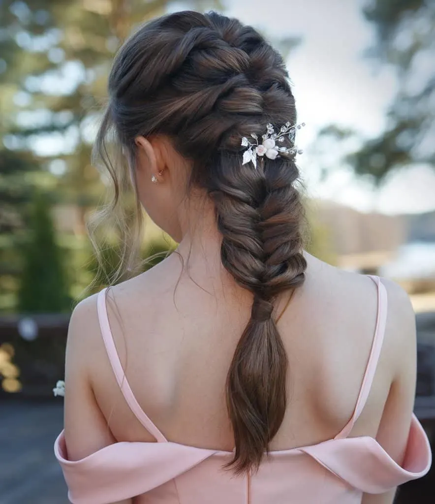 bridesmaid braid hairstyle for long hair