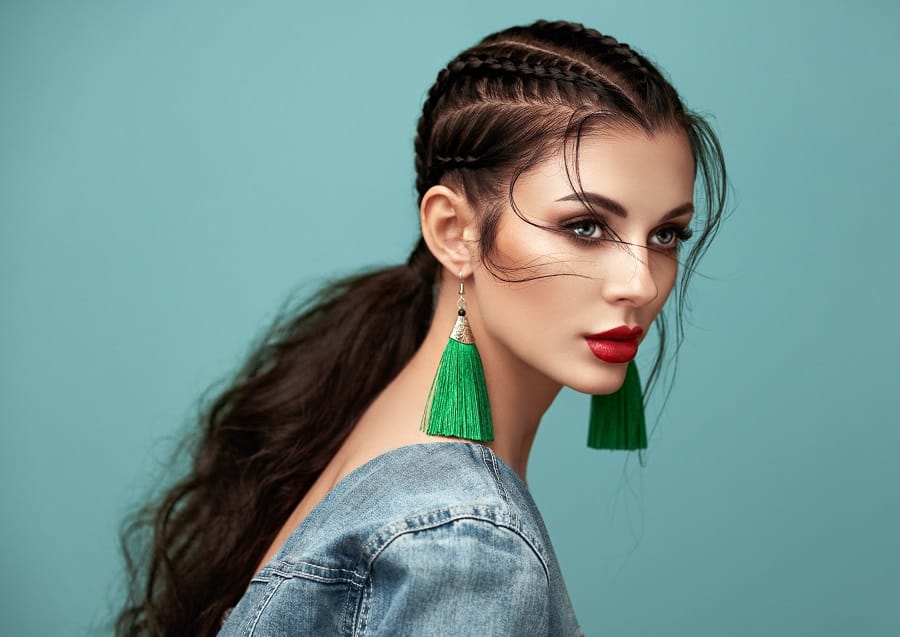 cornrow braided hairstyle for women with oval face