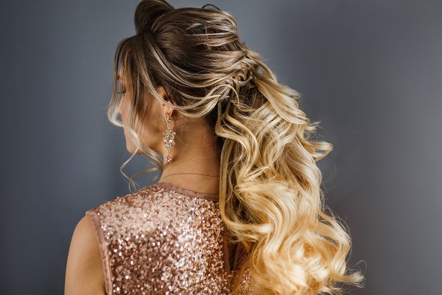 curly updo with ombre hair
