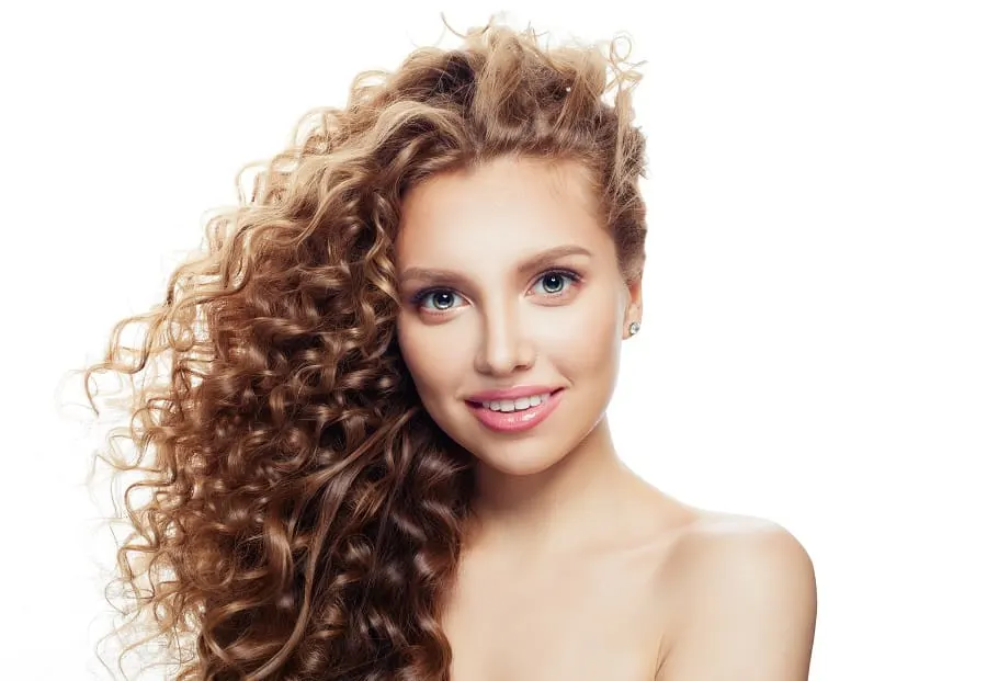 long curly perm hairstyle for oval face