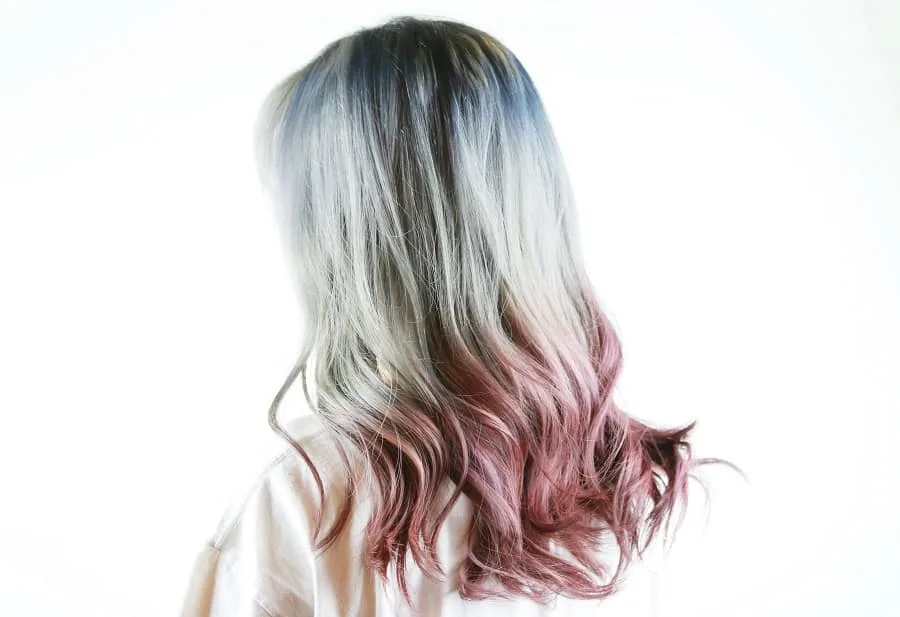pink ombre on gray hair