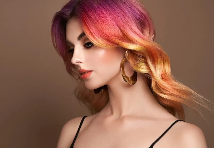 pink to yellow ombre hair