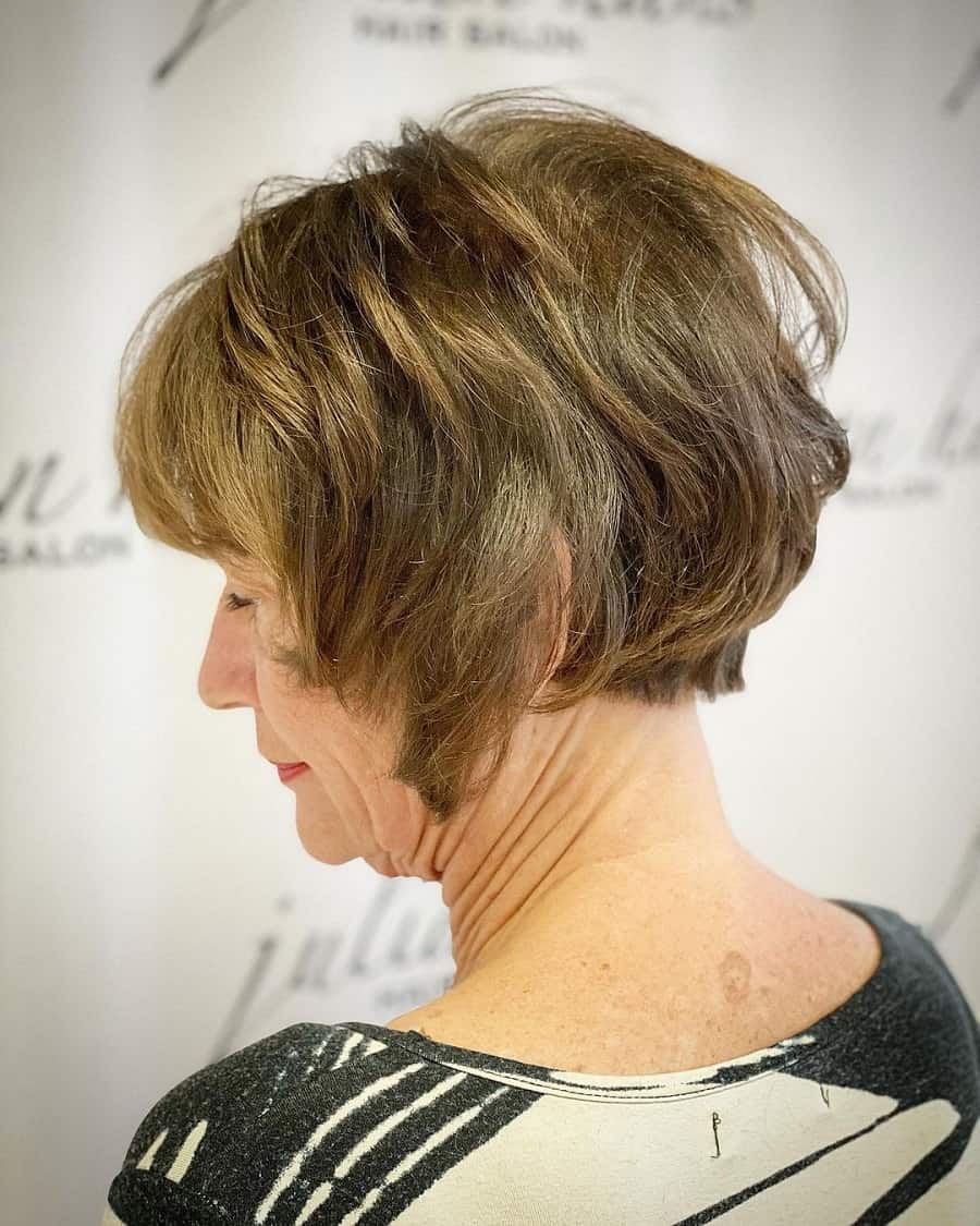 short layered hairstyle for women over 50