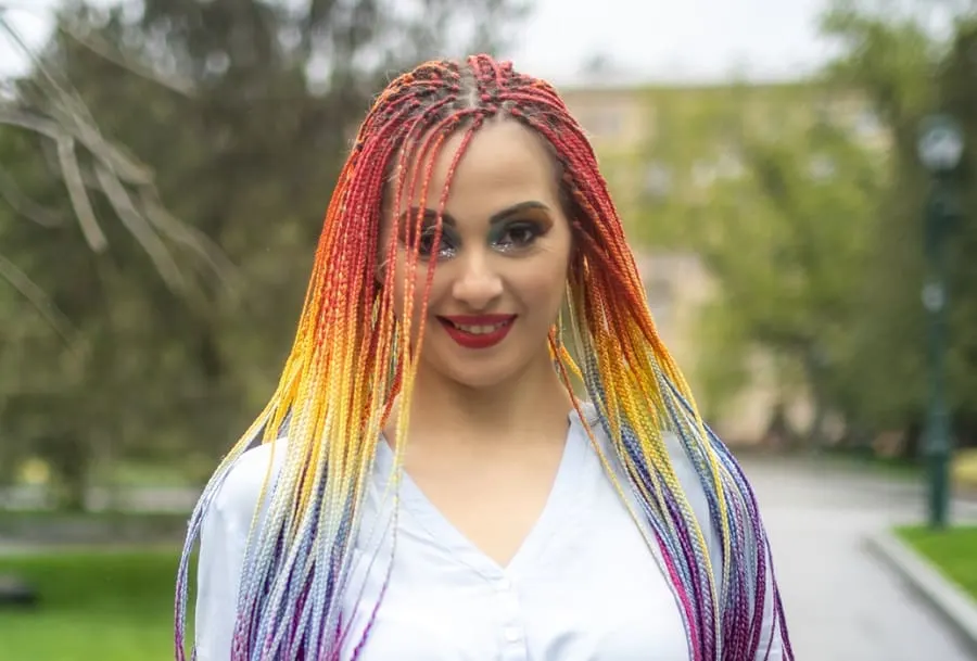 colorful braided hairstyle for summer