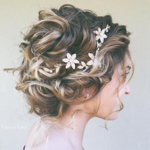 Messy Curly Bridal Updo