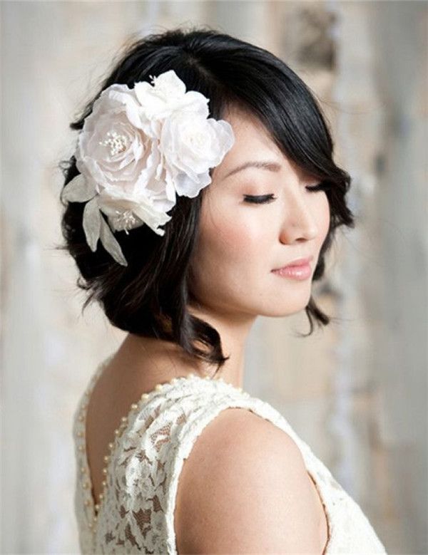 Wedding Hairstyles for Short Hair with flower