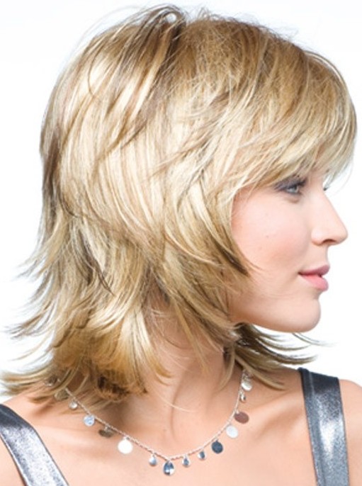 Blonde Medium Layered Haircut