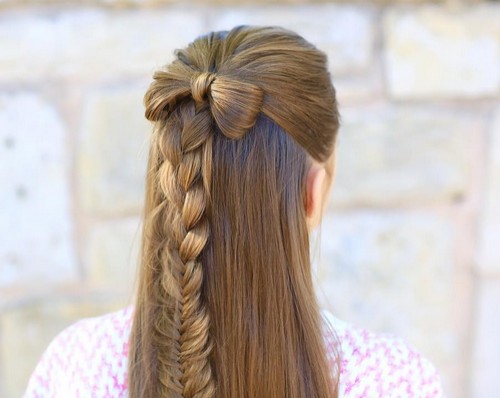 Long Straight Hair Style with French Braid