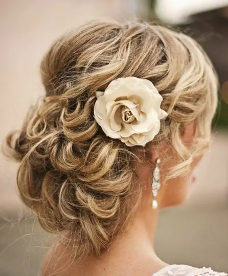 Beach Wedding Hairstyle with Flower