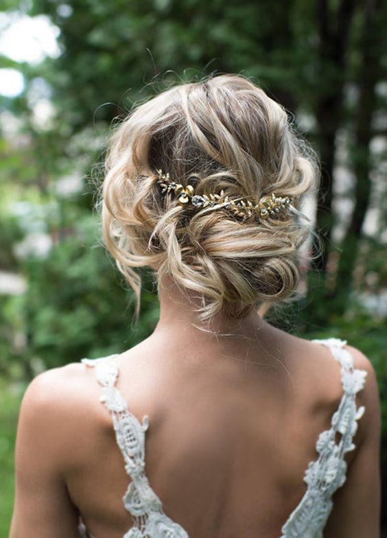 Low Updo Shinny Leaf Hairpiece
