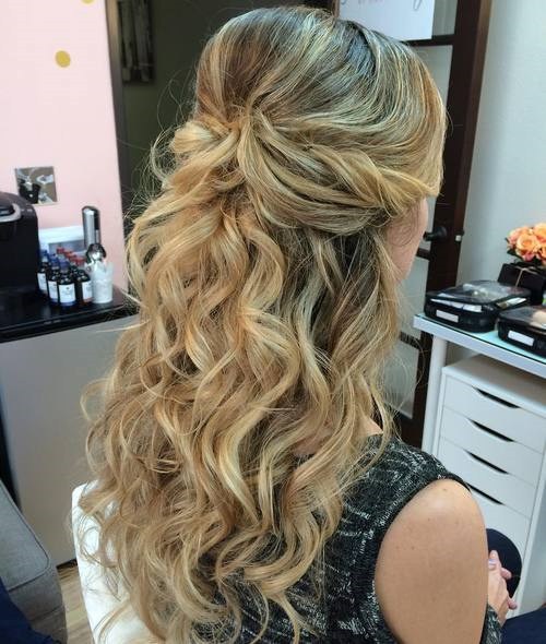 Formal Wavy Bouffant Half Updo