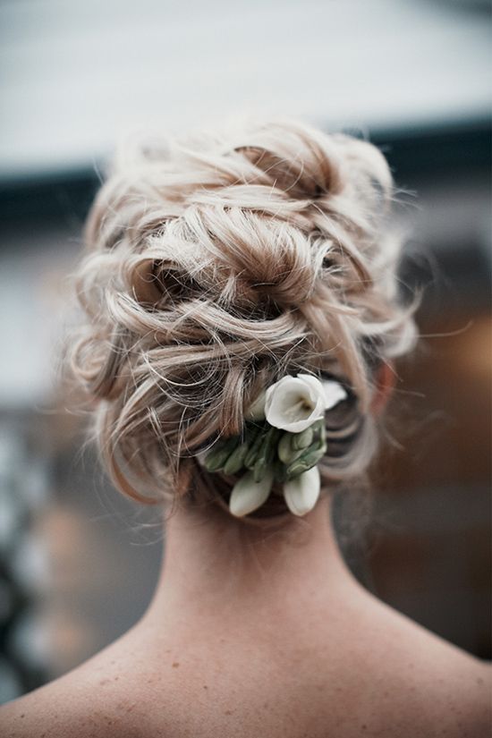 Messy Curly Wedding Updo