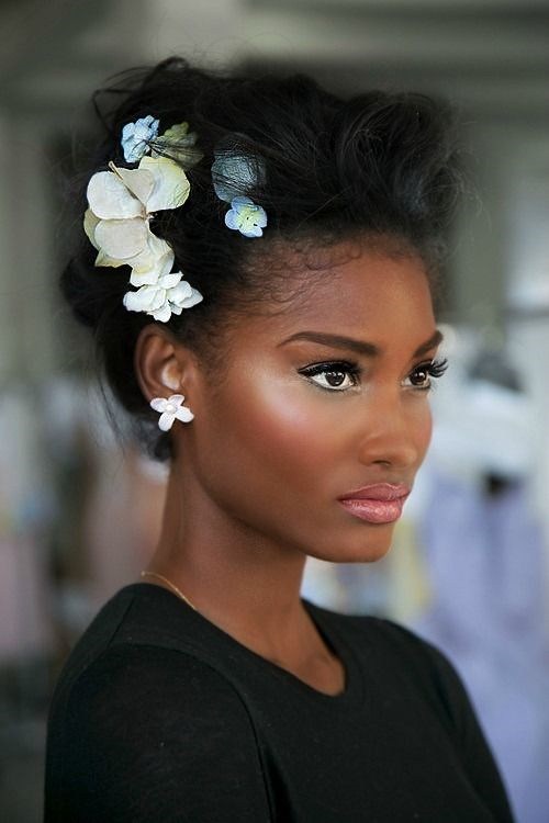 Black Updo with Flowers