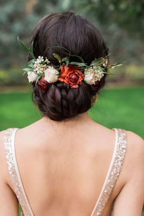 Braided Low Updo with Flowers