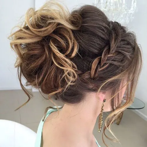 Braided Messy Curled Updo