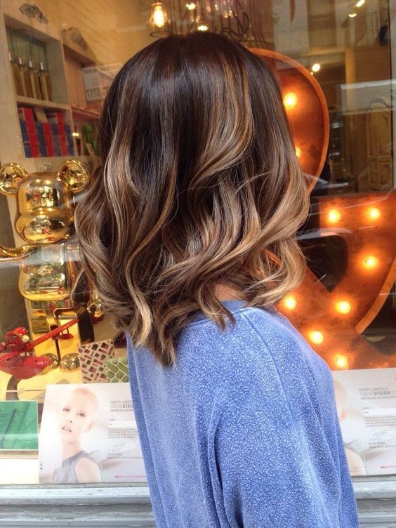 Brown Balayage Wavy Lob