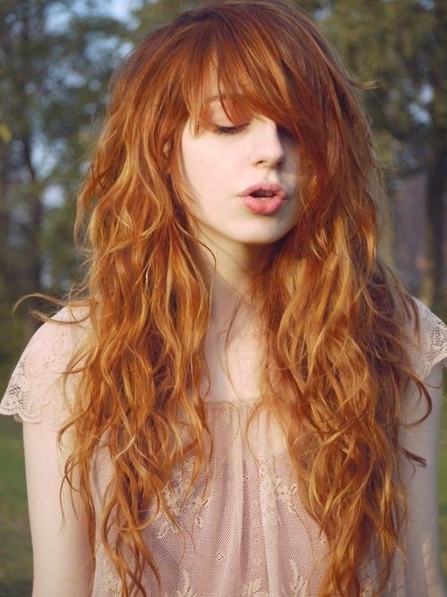 Curly Red Hair with Bangs