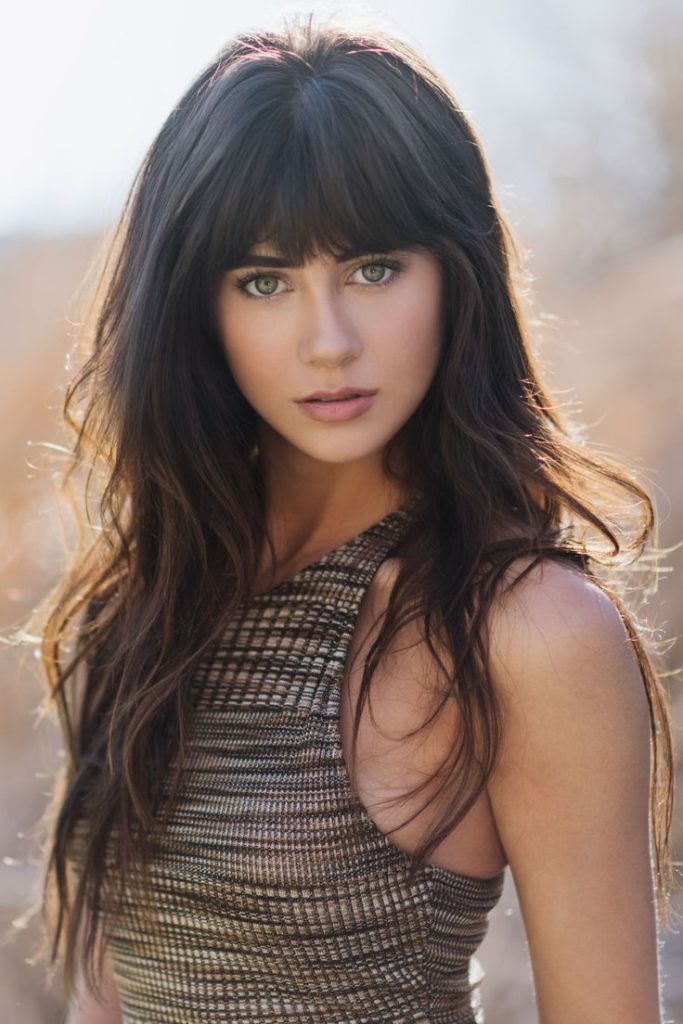 Long Brunette Hairstyle with Bangs