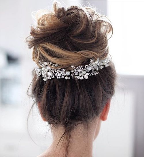 Messy Updo with High Bun