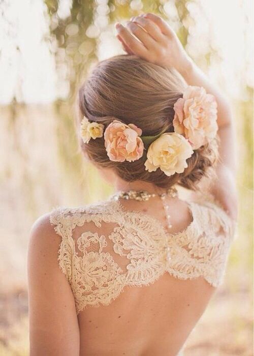 Twisted Updo with Fresh Flowers