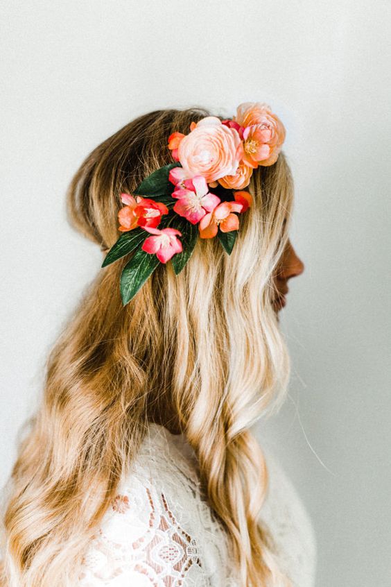 Long Wavy Hair with Flower Crown