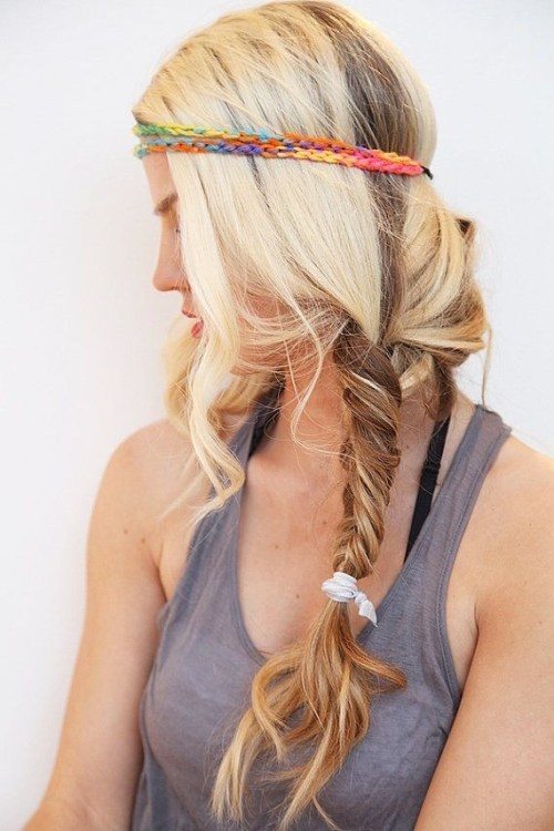 Blonde Balayage Hair with Rainbow Color Headband