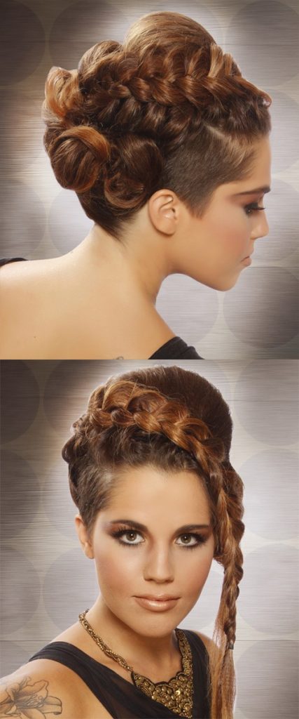Brunette Long Braided Updo Hairstyle