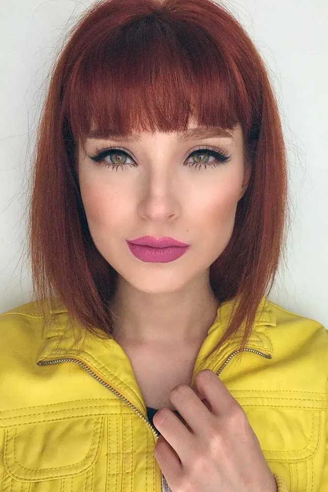 Straight Red Bob with Bangs