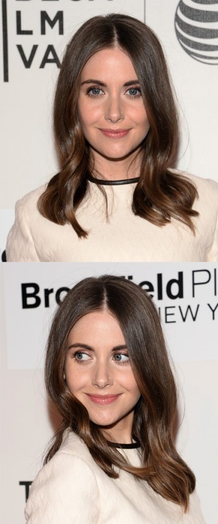 Center Parted Medium Hairstyle with Waves