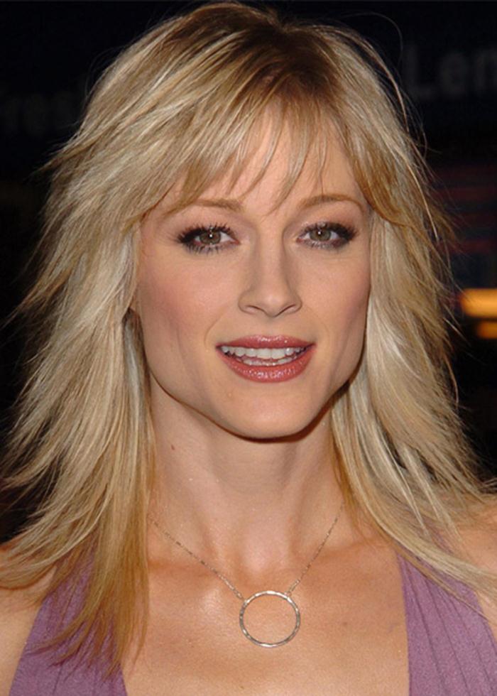 Long Blonde Choppy Hair with Bangs