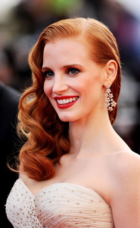 Jessica Chastain Orange Red Hair With Blonde Highlights