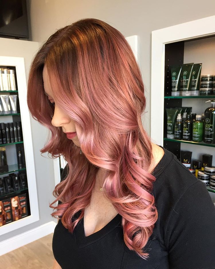 Rose Gold Highlights For Medium Hairstyles