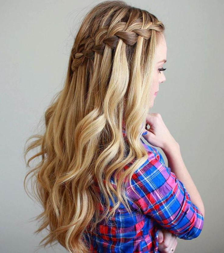 Waterfall Braid with Curls