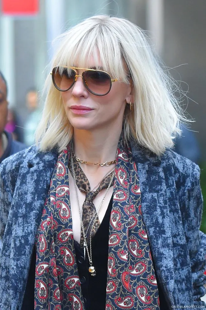 Cate Blanchett' Platinum Blonde Hair with Bangs