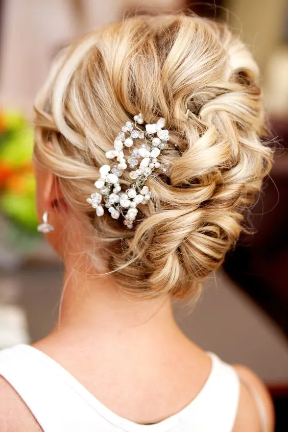 Messy Side French Bun with Hair Accessory