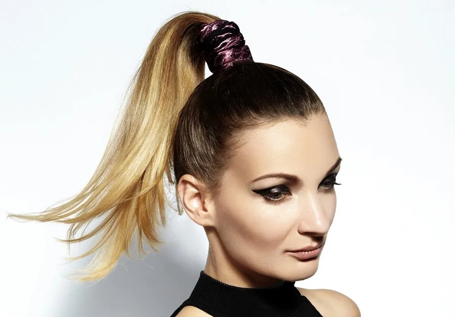high ponytail for ombre hair