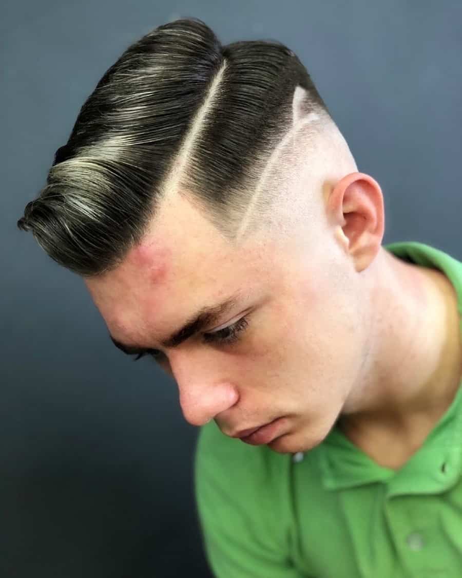 uppercut hairstyle with bald fade