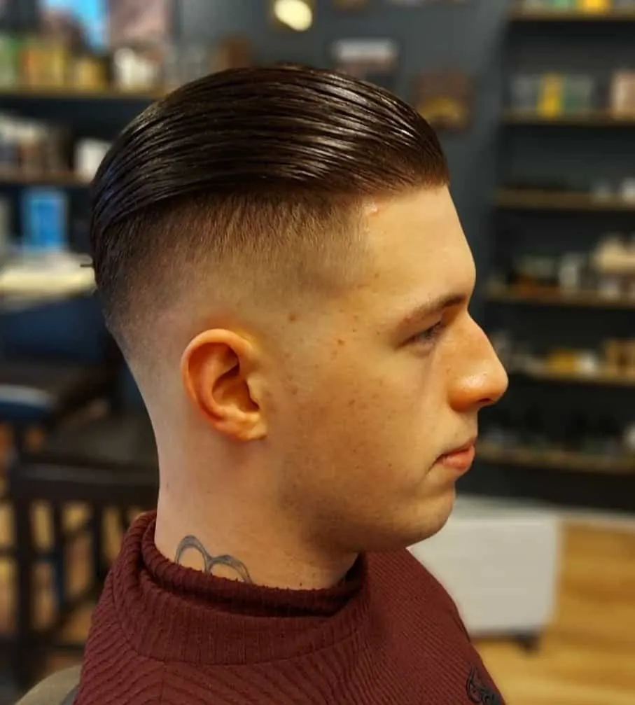 uppercut hairstyle with slick back hair