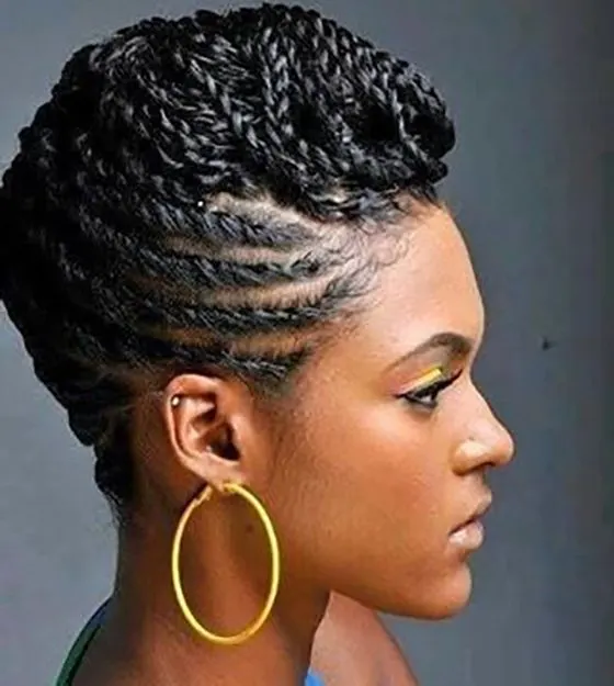 Twisted Cornrows Updo Hairstyle