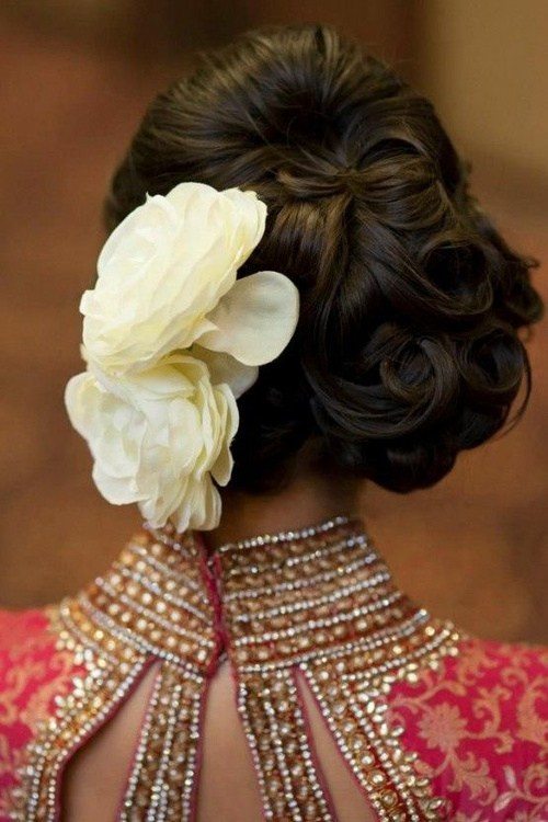 Curly Updo with Flowers