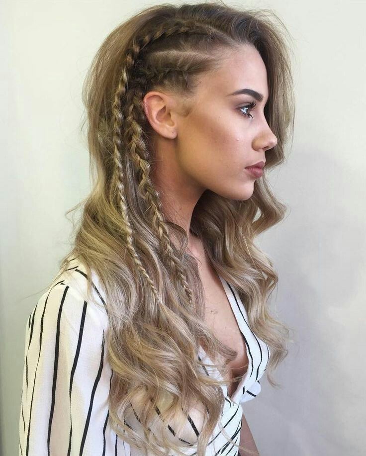 Long Wavy Hairstyle with Side Braids
