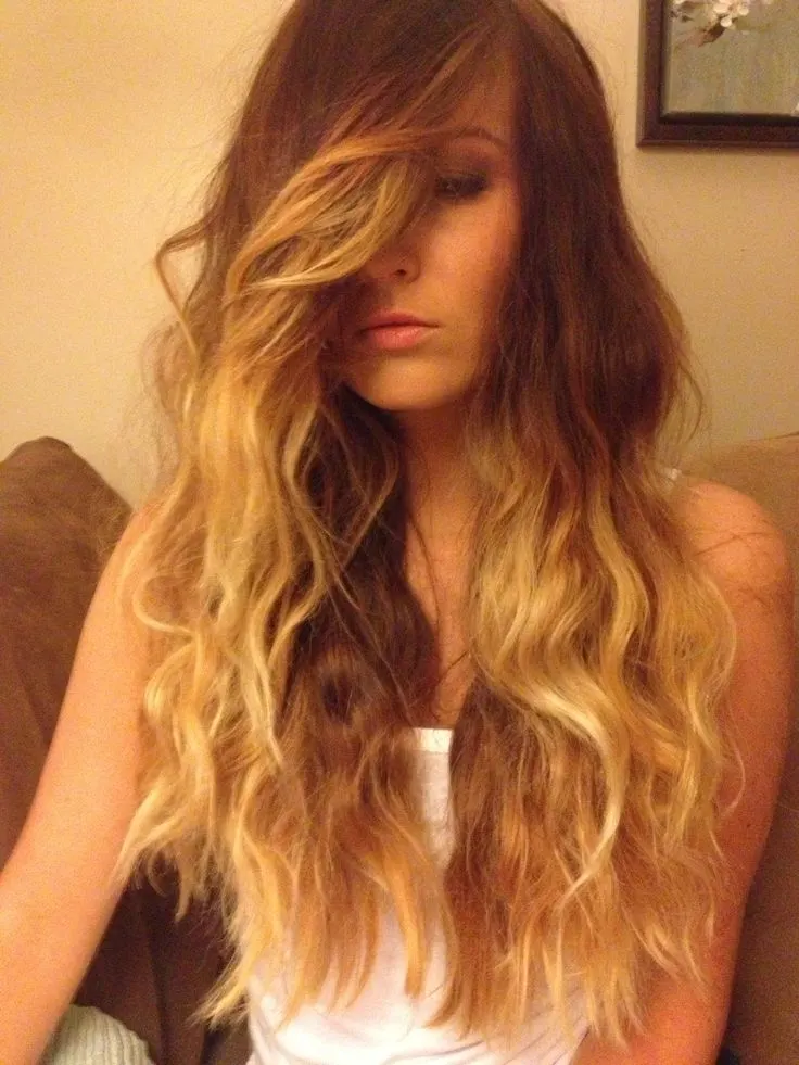 Ombre Layered Hair with Side Swept Bangs