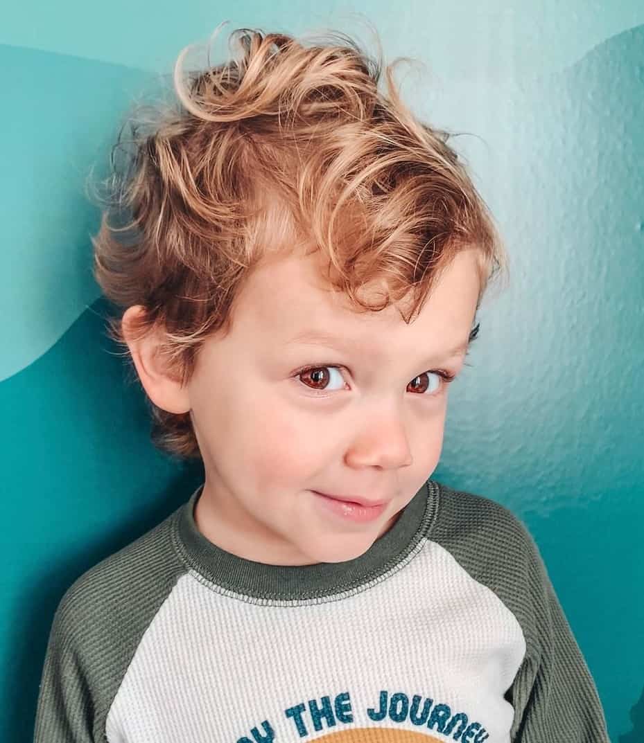 messy layered hairstyle for toddler boy