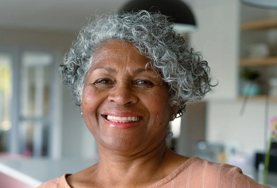 older black woman with short afro hair