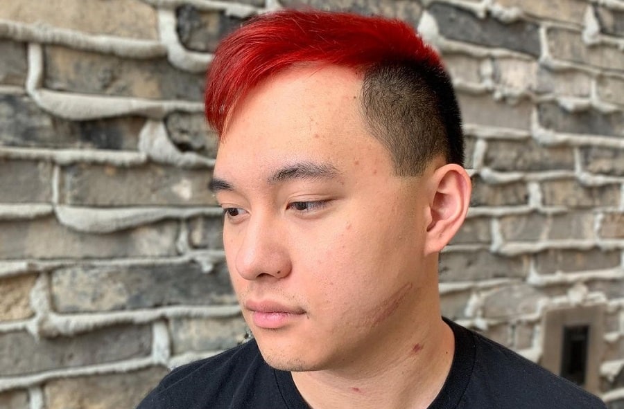 red hair with undercut for Asian men