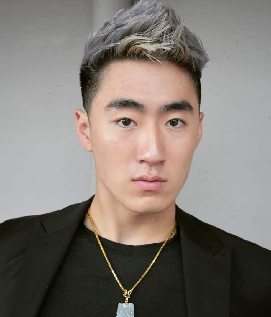 hairstyle with blonde highlights for Asian men