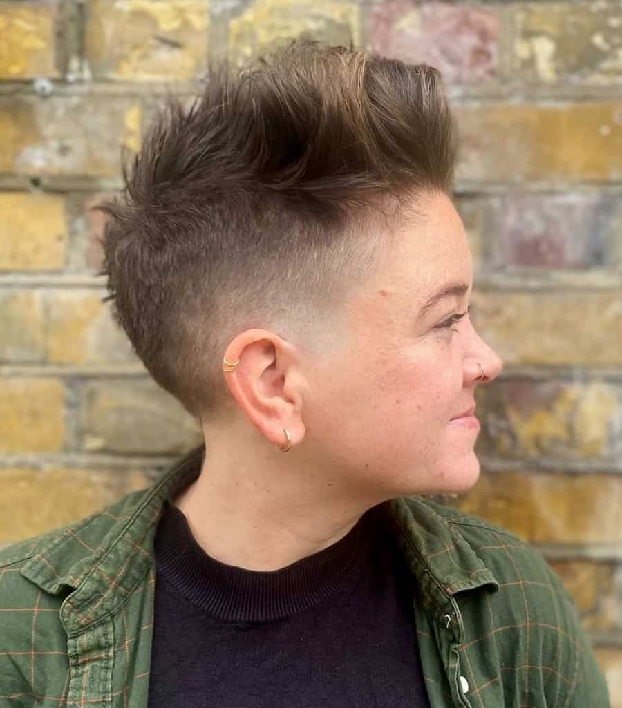 spiky androgynous hairstyle with fade
