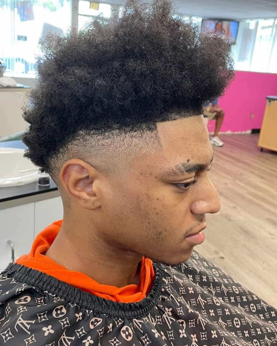 curly taper fade for black men