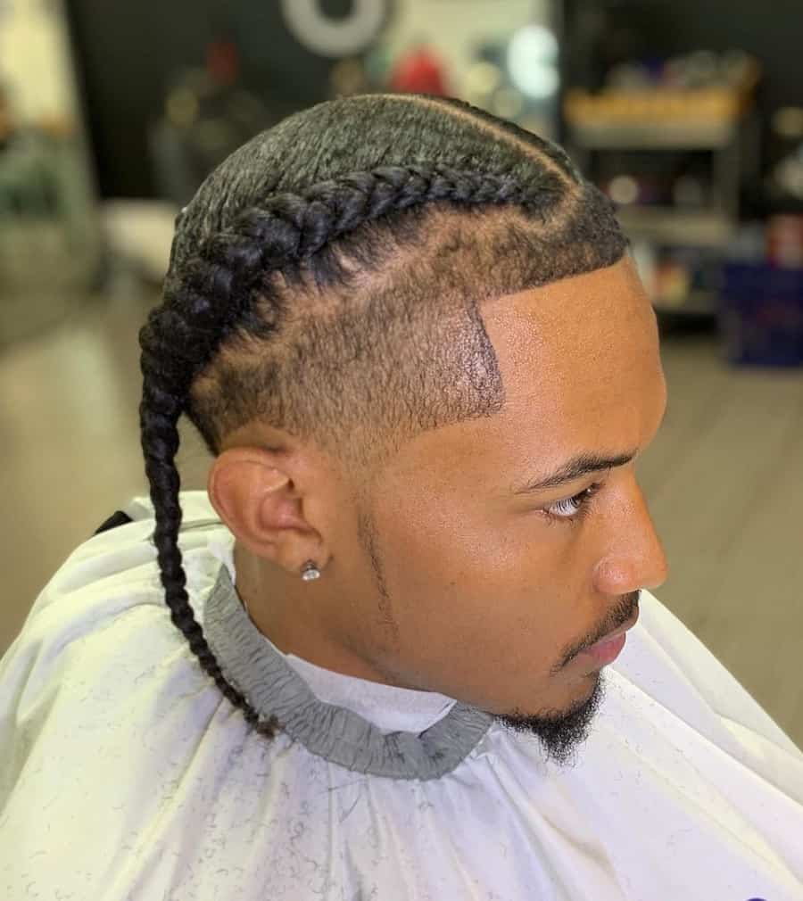 black men taper fade with braids