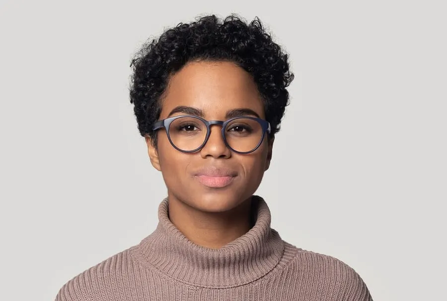 black woman with short afro hair